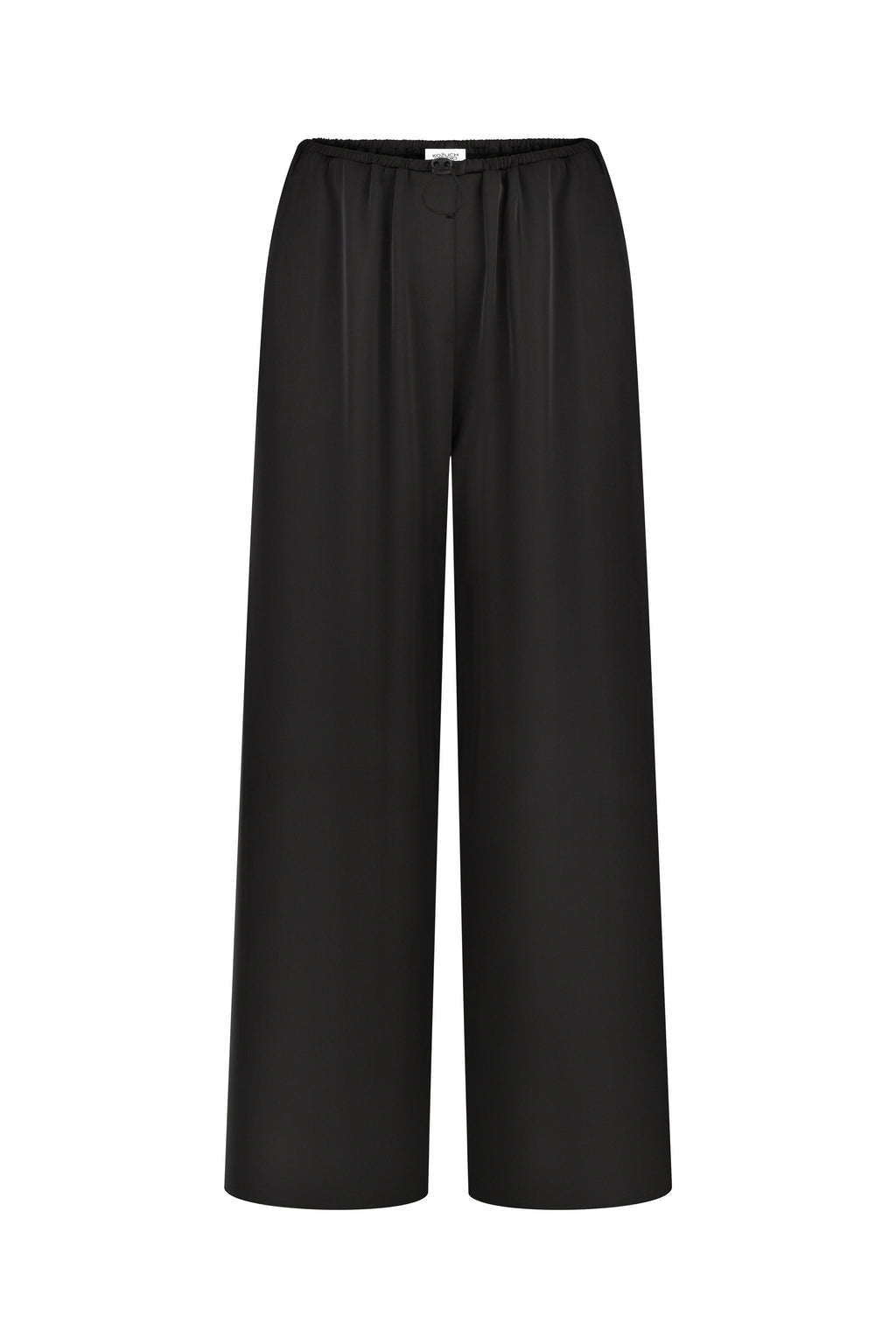 SATYNOWE CZARNE SPODNIE