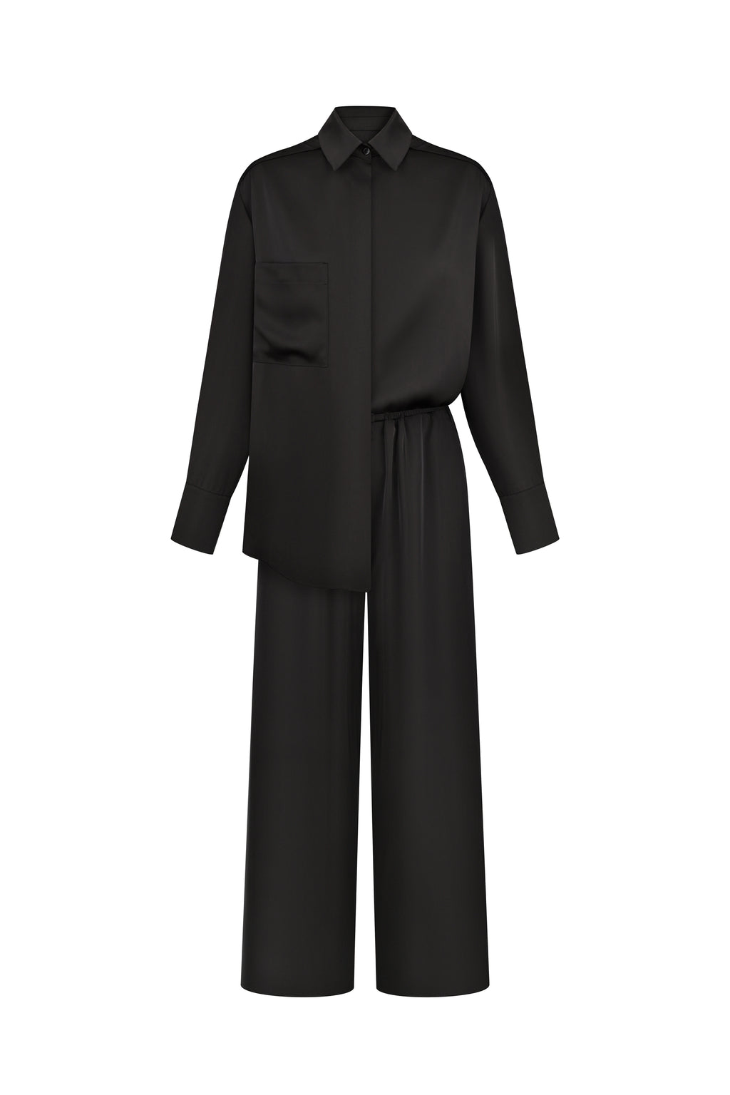 SATYNOWE CZARNE SPODNIE