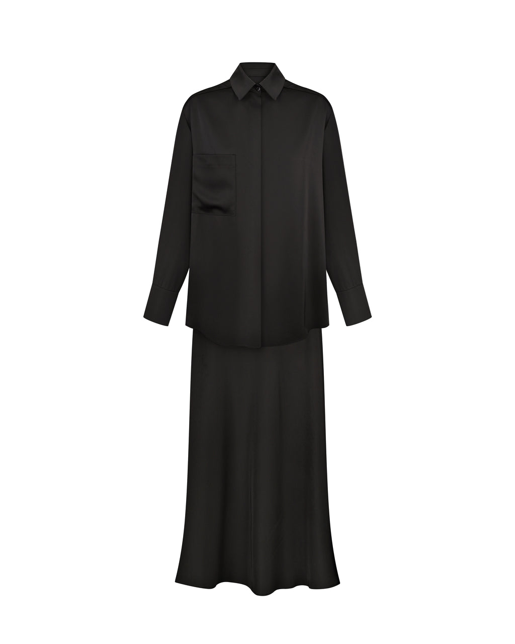 CZARNY KOMPLET SATYNOWY 3W1